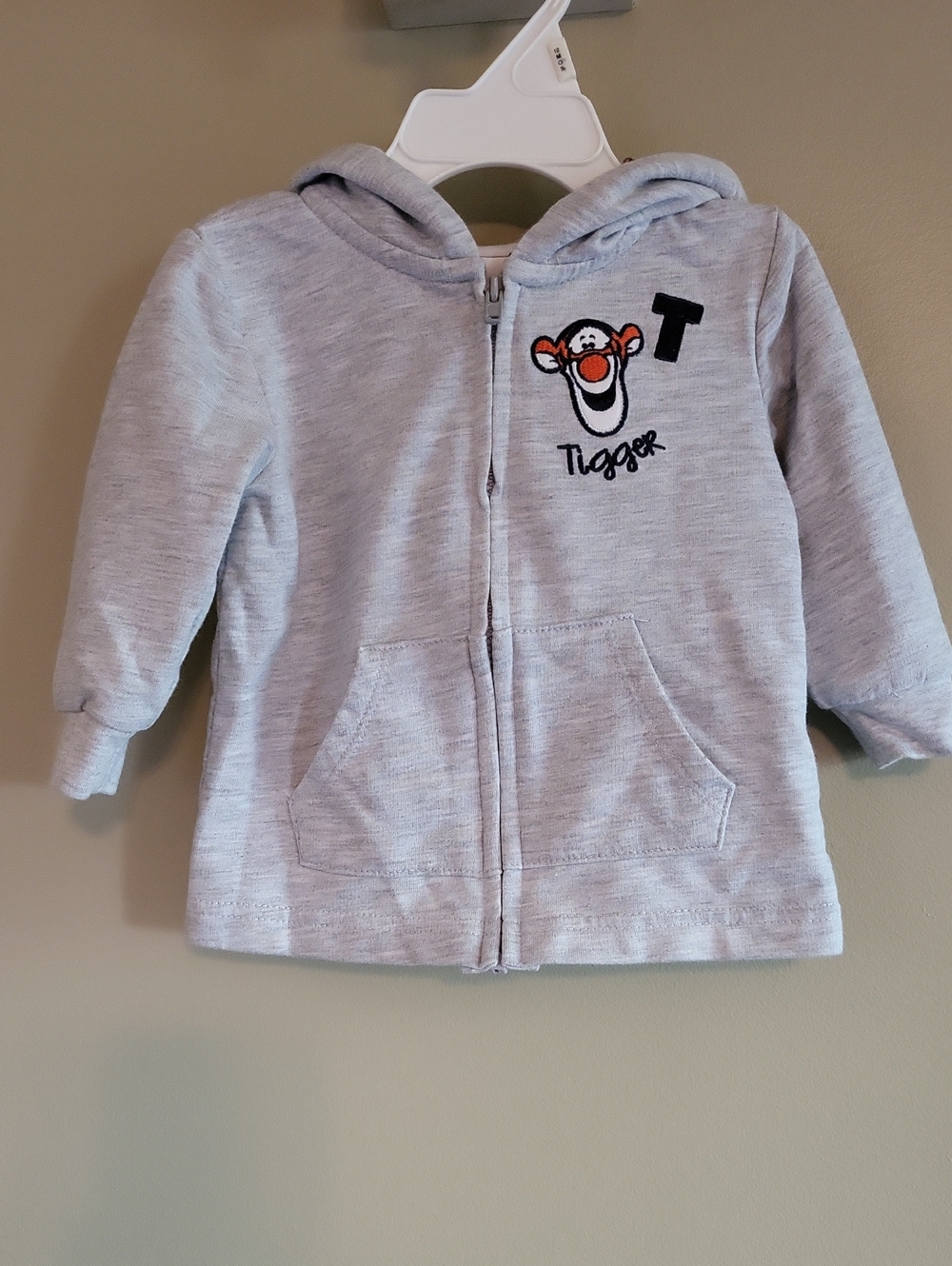 Disney Tigger embrodiered zip up light grey hoodie